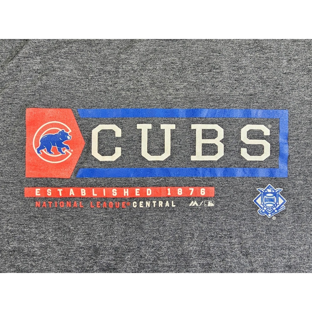 Majestic T Shirt Mens L Heathered Gray Chicago Cubs Baseball MLB Graphic Print - Picture 5 of 13